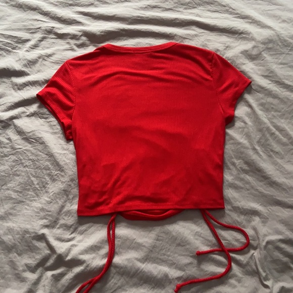 Red Heart and Hips Medium Draw String Crop Top - Picture 4 of 4